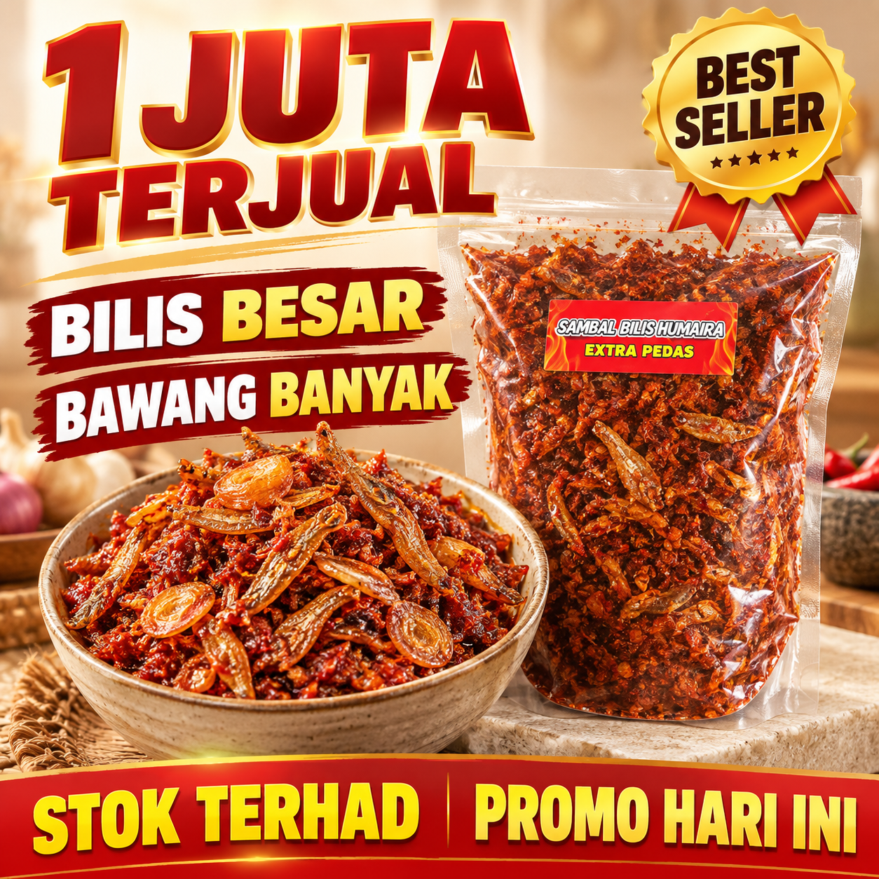 Pek Sambal Bilis Humaira + sepinggan nasi panas & telur mata