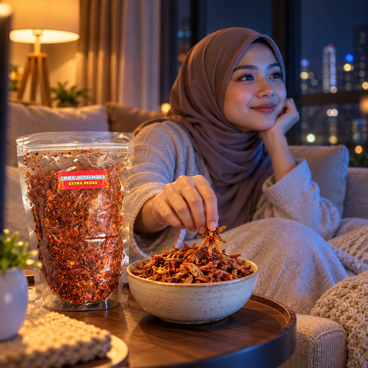 Tengah malam — makan sambal bilis terus dari pek